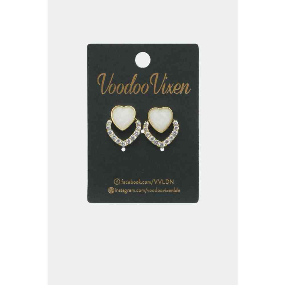 Voodoo Vixen - Double Heart Des boucles d'oreilles - Couleur or